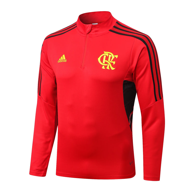 Conjunto Zíper Curto Flamengo Treino Vermelho e Preto